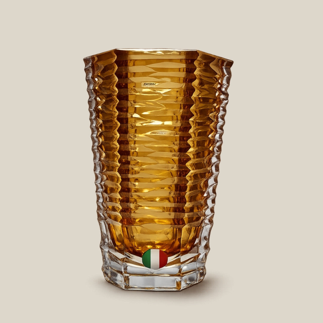 Luxor Hive - amber Italian art glass honeycomb vase - view 1
