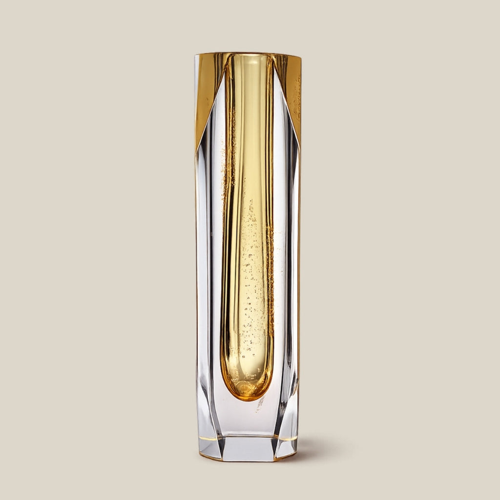 Golden Solstice - amber Italian art glass vase - view 2