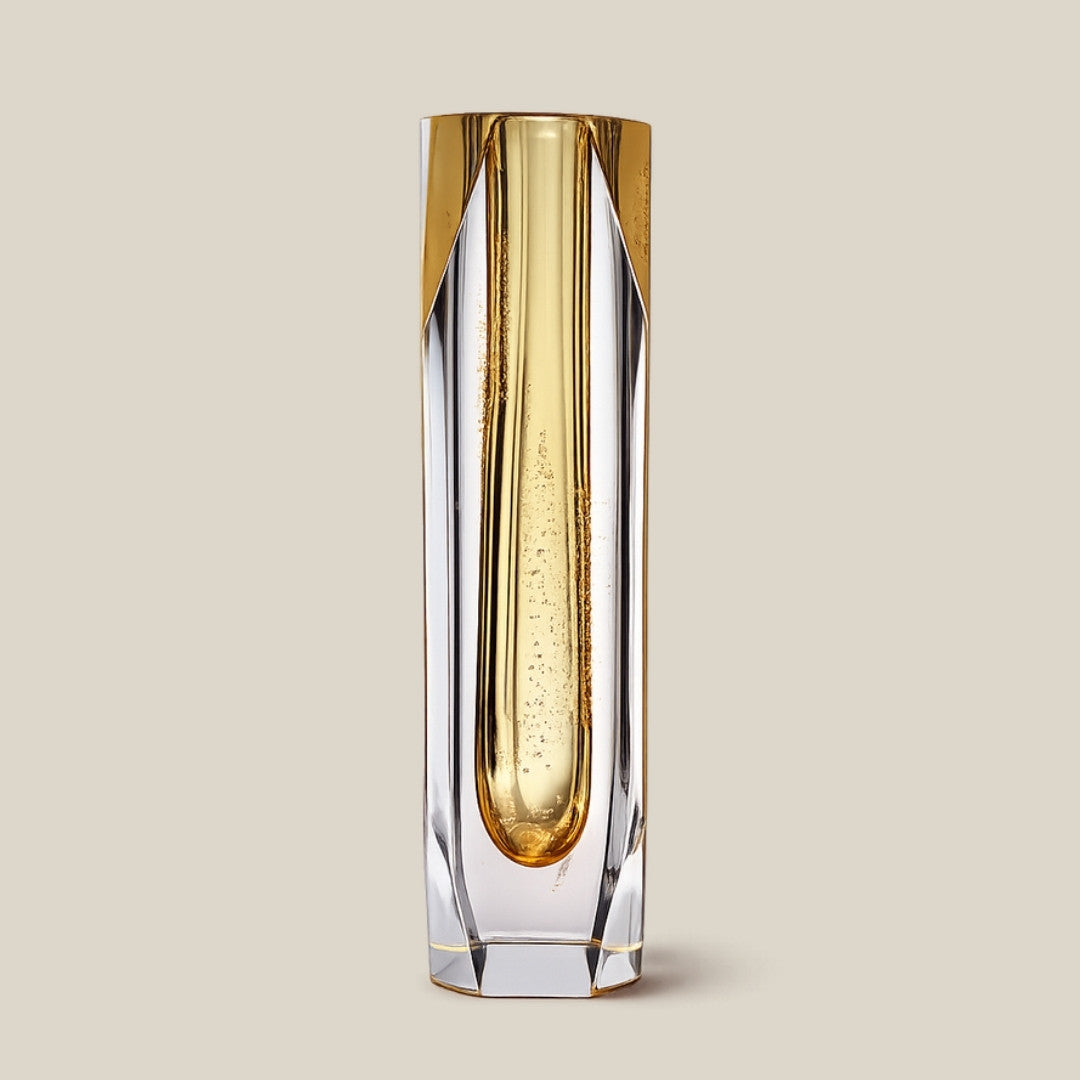 Golden Solstice - amber Italian art glass vase - view 2