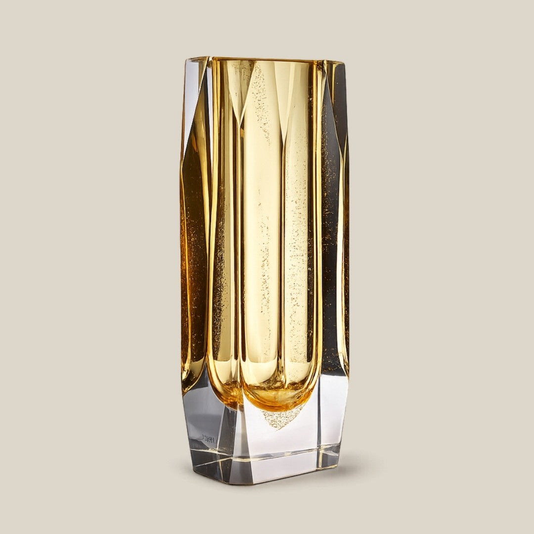 Golden Solstice - amber Italian art glass vase - view 3