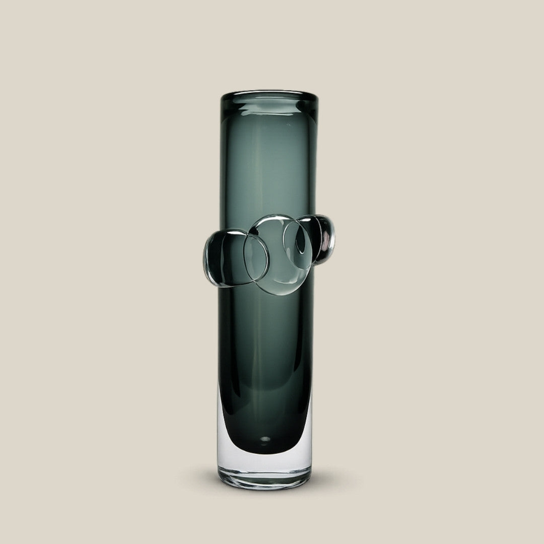 Monolith Duo - pair of smoke grey Italian art glass vases - view 3