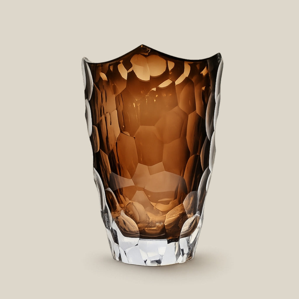 Brunelle - sommerso amber Italian art glass vase - view 1