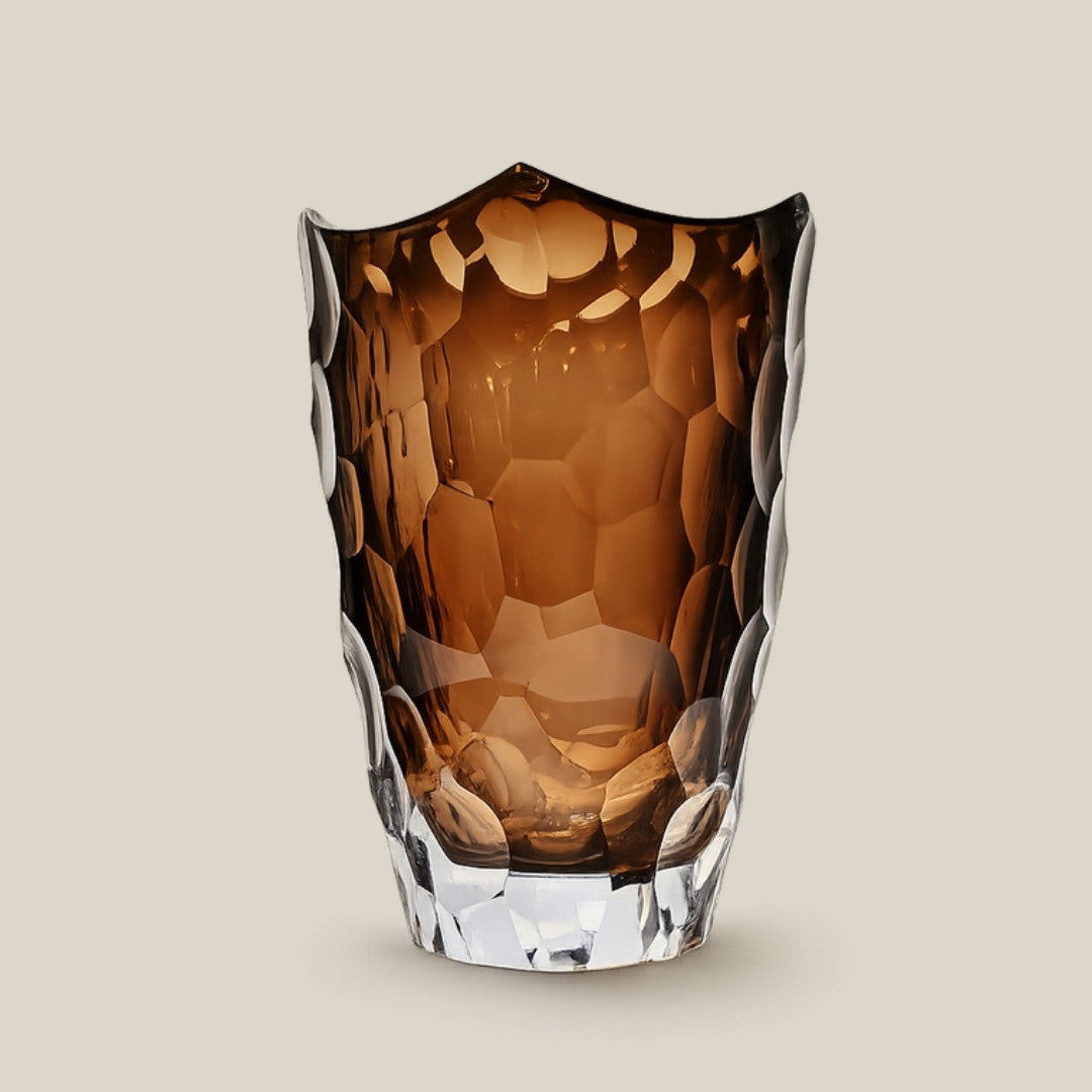 Brunelle - sommerso amber Italian art glass vase - view 1