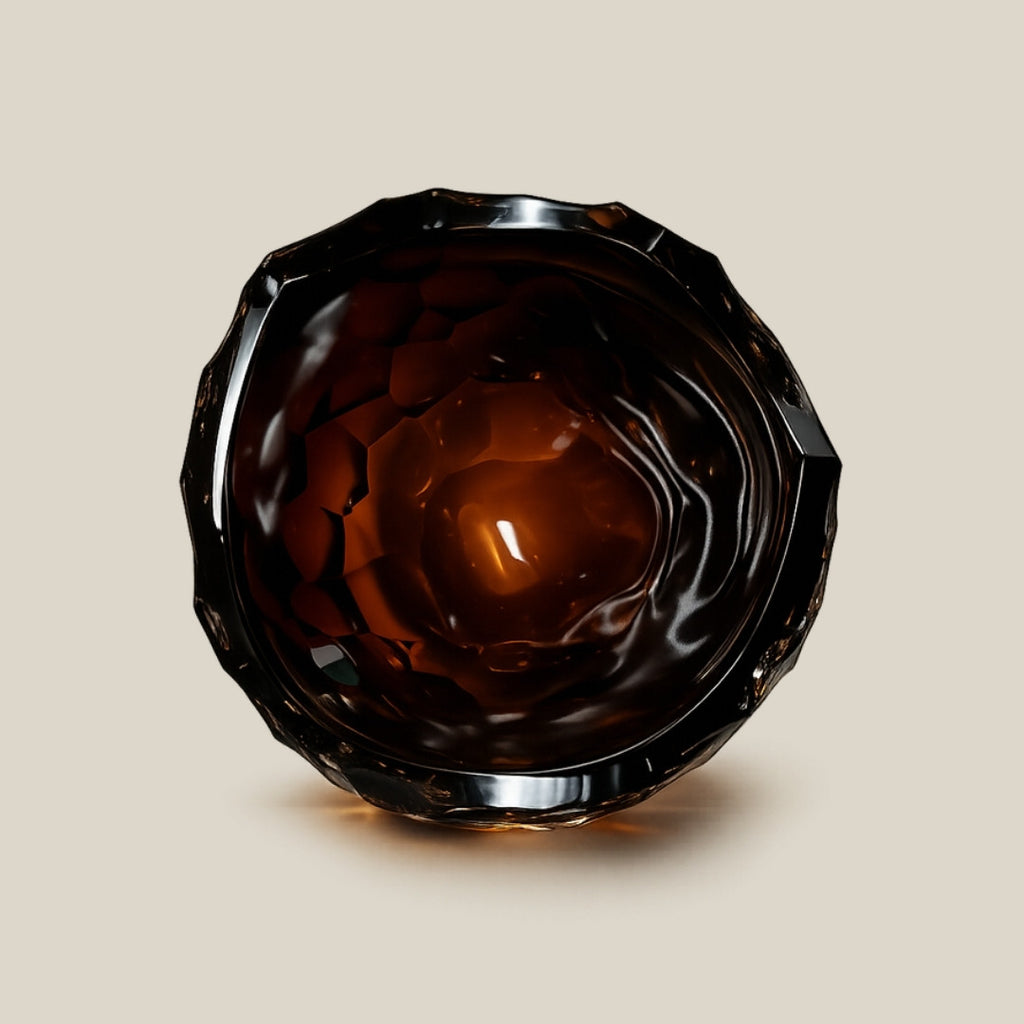 Sienna - faceted dark amber Italian art glass bowl vase - view 2