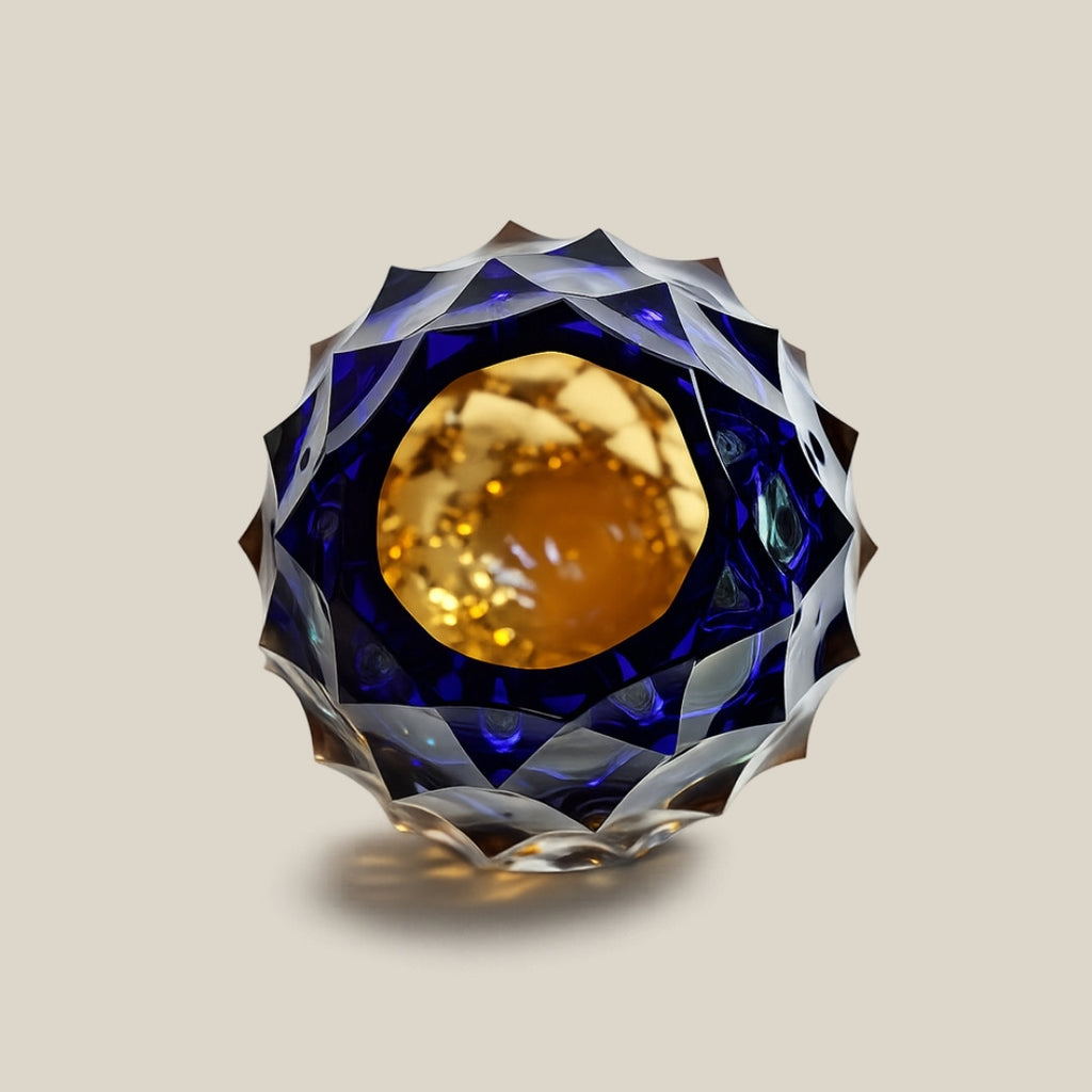 Dusk and Dawn - cobalt and amber Italian art glass vase - view 2