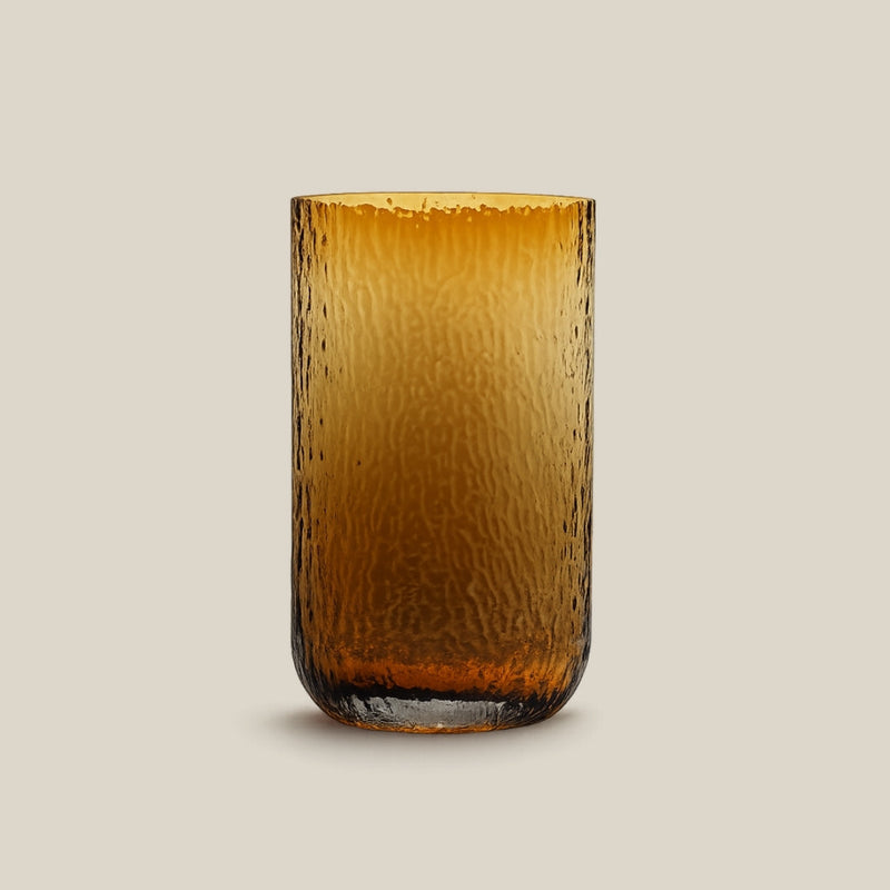 Honey Crest - tall amber Italian art glass vase - view 1