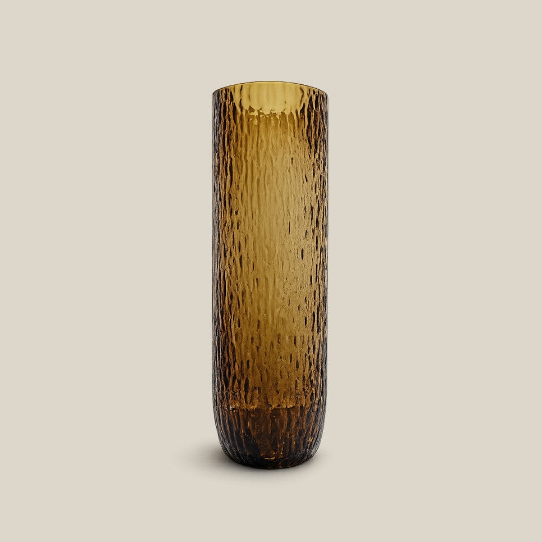 Honey Crest - tall amber Italian art glass vase - view 2