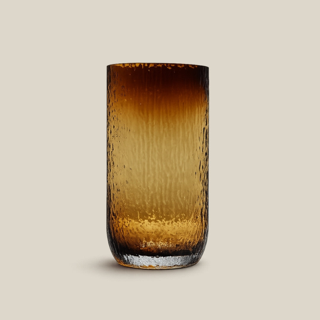 Honey Crest - tall amber Italian art glass vase - view 3