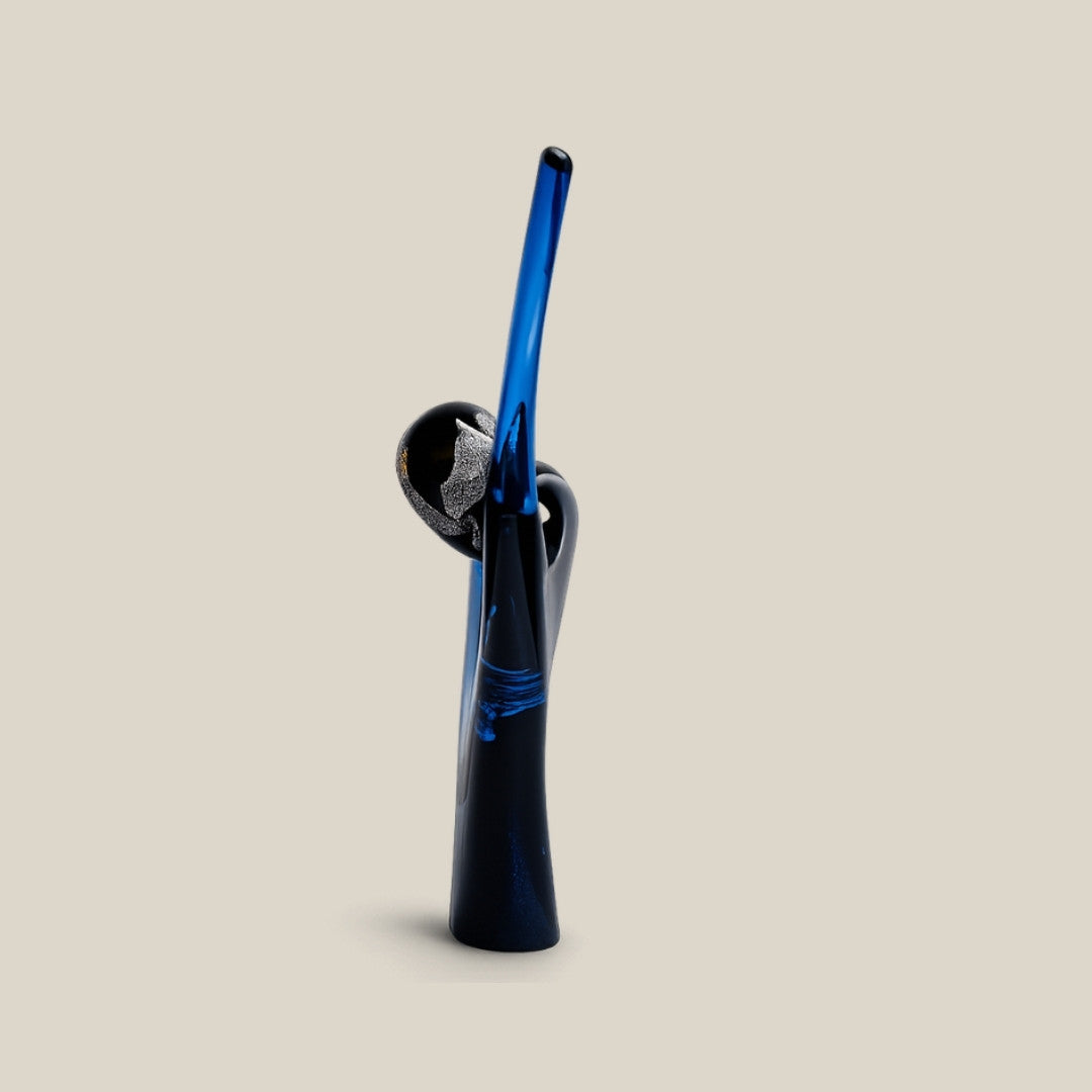 Luna Blu - blue Italian art glass sculpture - view 3