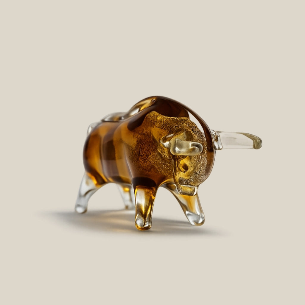 Imperio - amber Italian art glass bull figurine - view 2