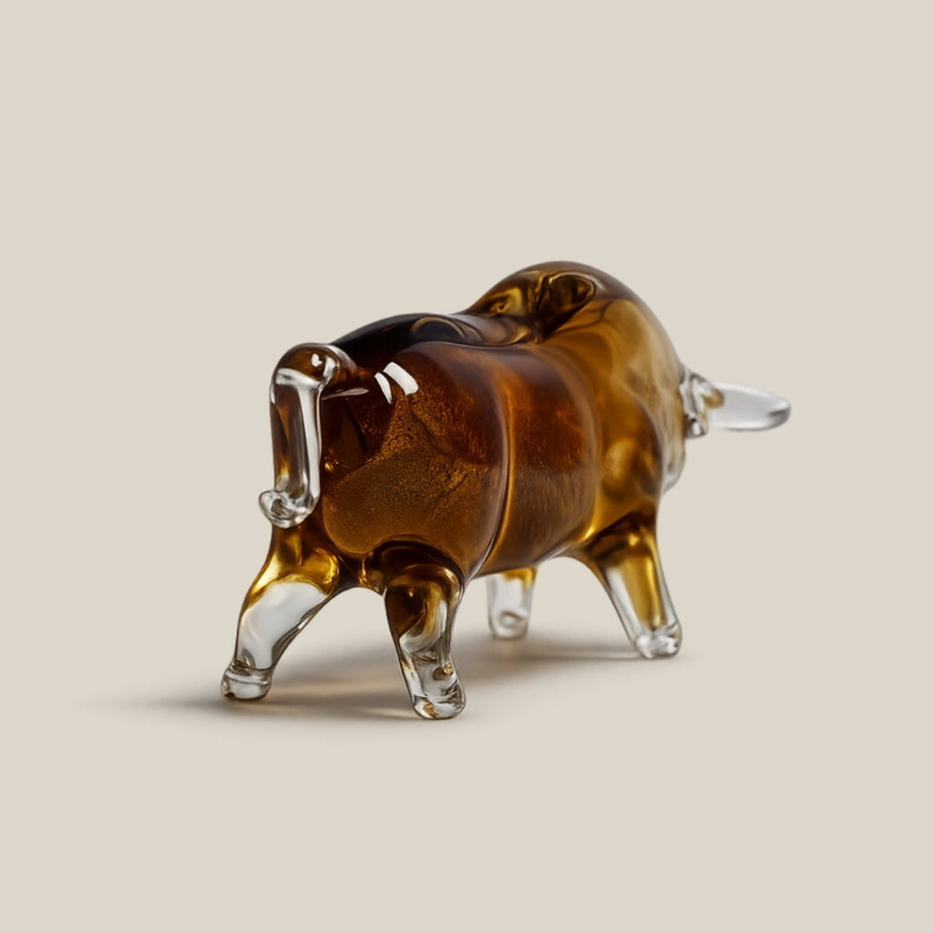 Imperio - amber Italian art glass bull figurine - view 3