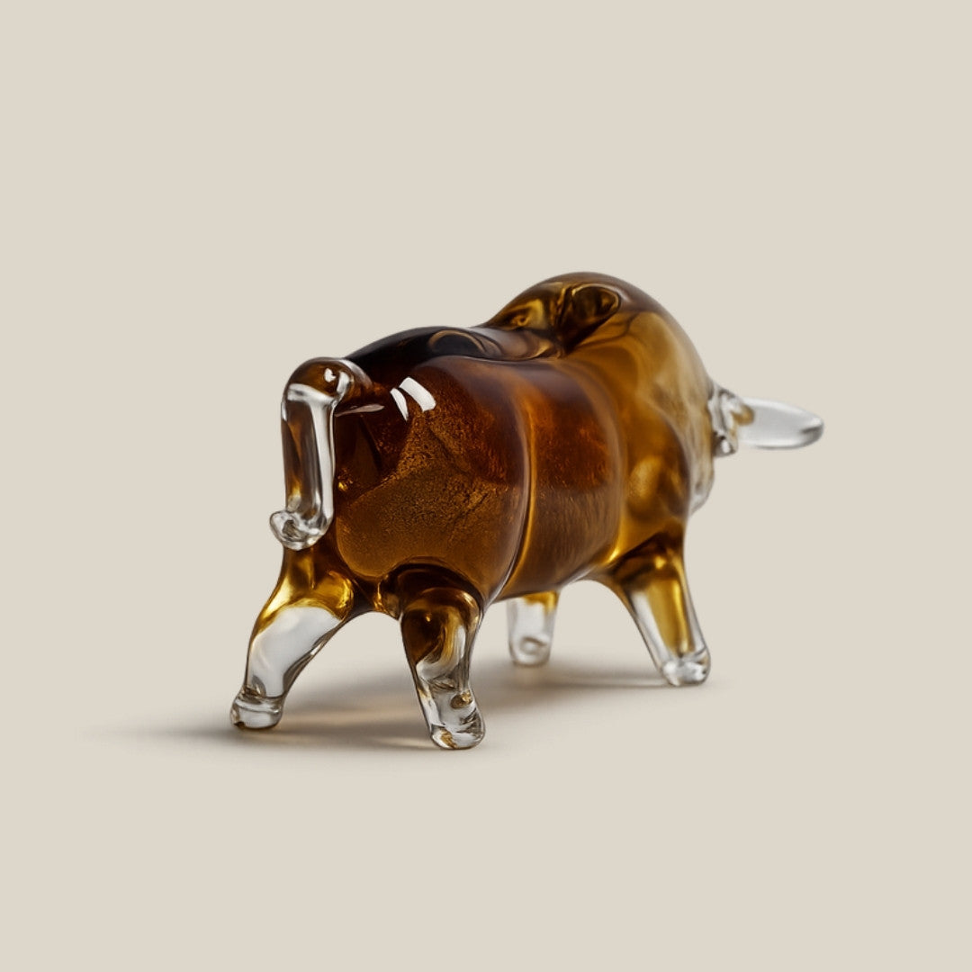 Imperio - amber Italian art glass bull figurine - view 3