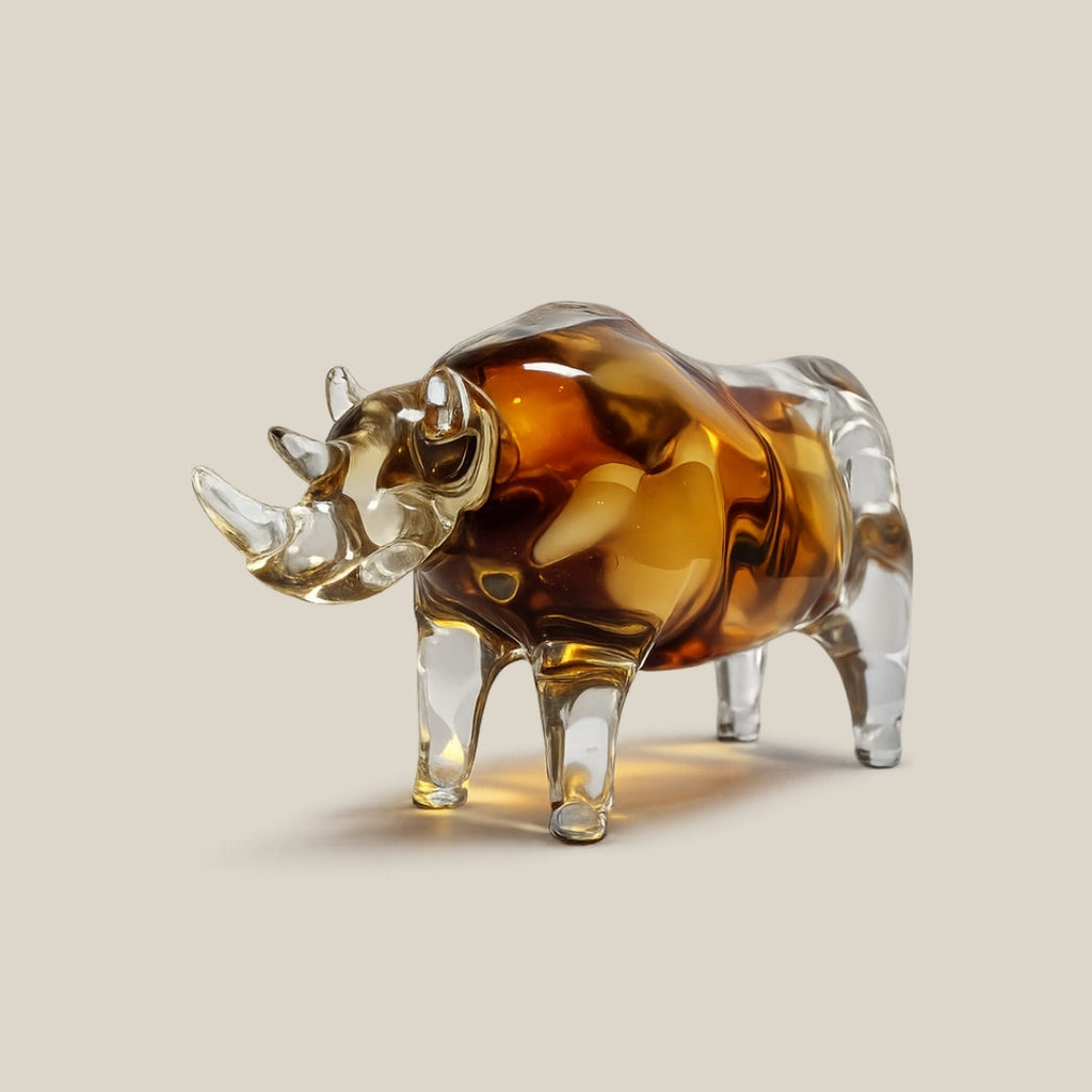 Amber Valor - amber Italian art glass bull on silver legs - view 2