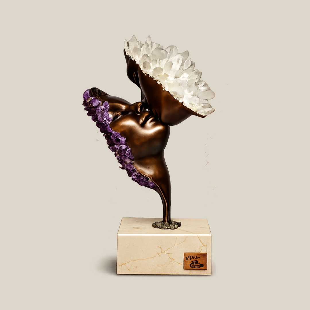 Love Monument Bronze & Rock Crystal Sculpture