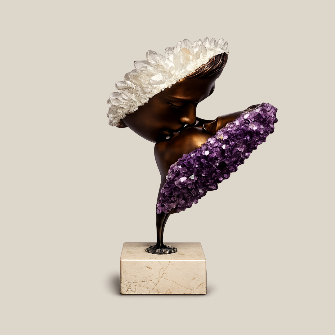 Love Monument Bronze & Rock Crystal Sculpture