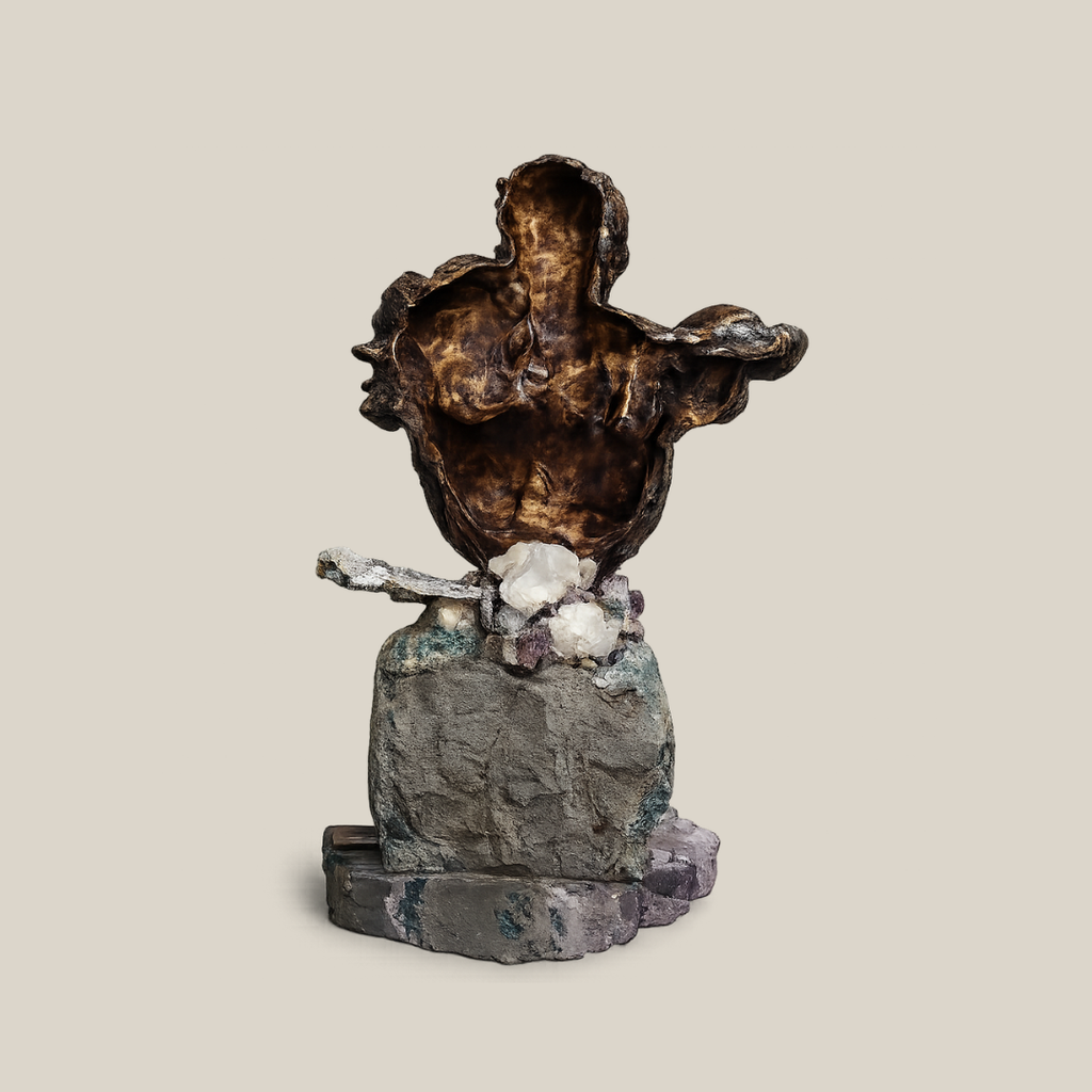 Summit Patina Bronze Bust with Amethyst Crystal Base