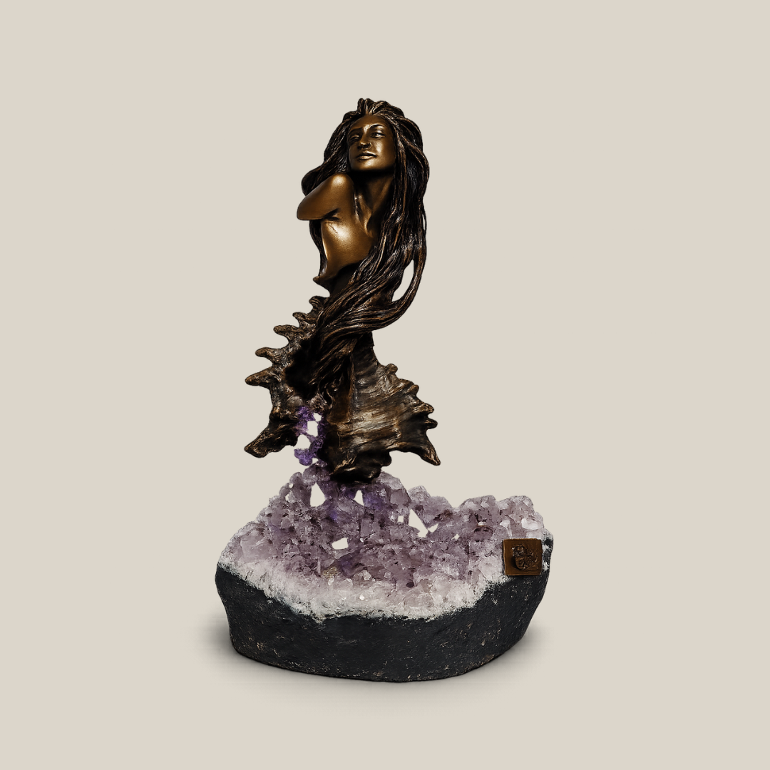 Isabel Grace Bronze & Amethyst Figurative Sculpture