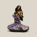 Essence Bronze Bust with Amethyst & Pyrite Crystal Base