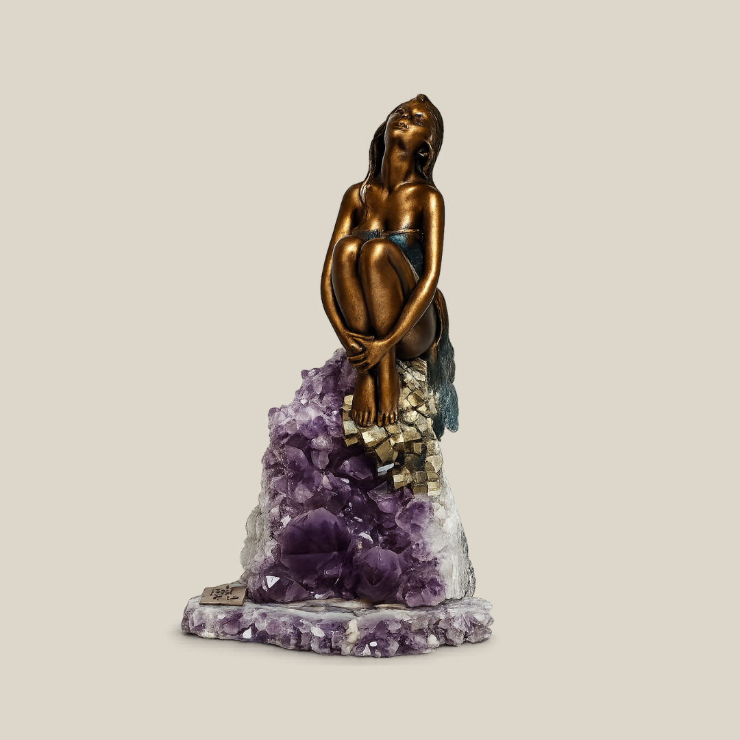 Sentiment Bronze Amethyst Sculpture