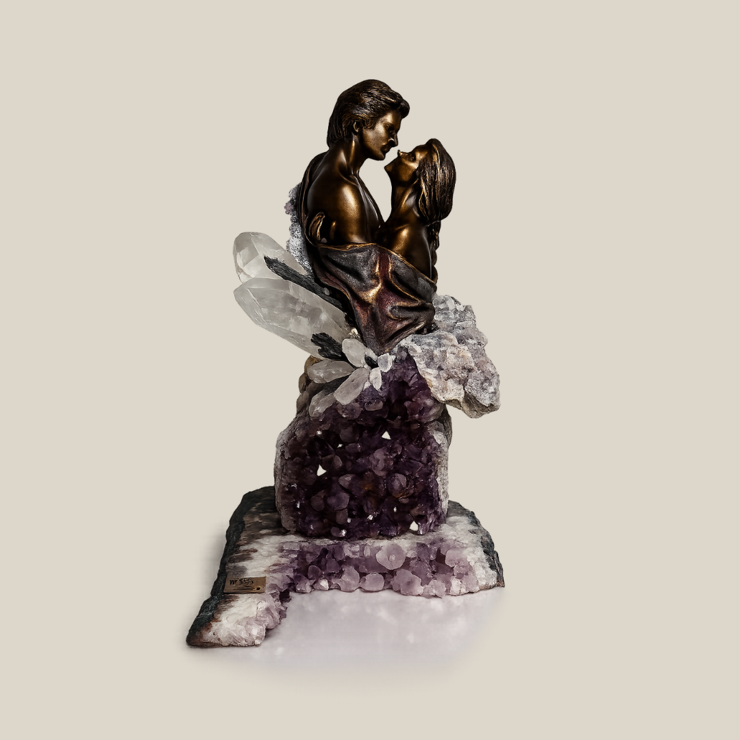 The Kiss Grandeur Bronze & Crystal Figurative Sculpture