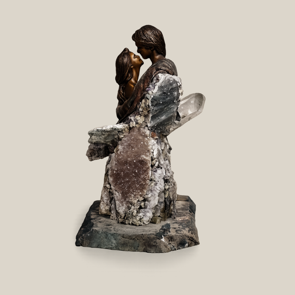 The Kiss Grandeur Bronze & Crystal Figurative Sculpture