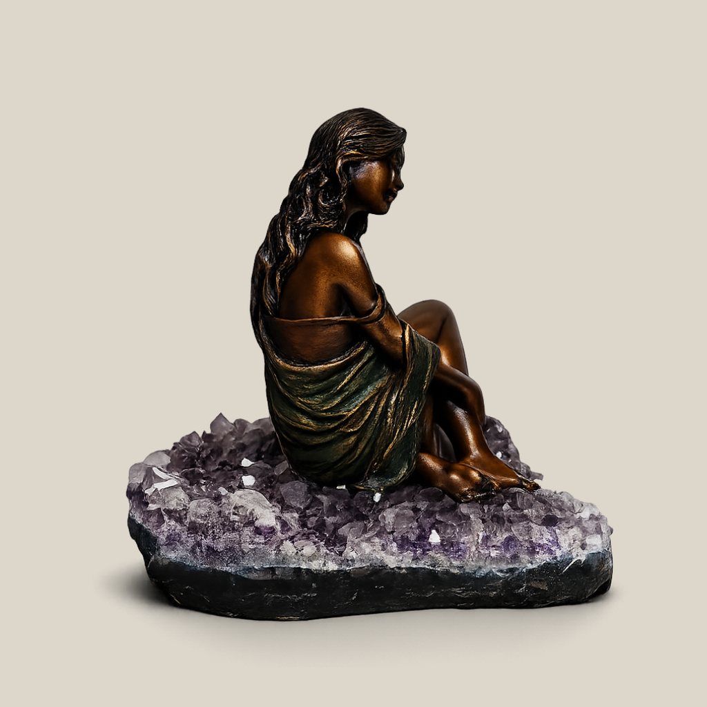Mar Serenity Bronze Patina Sculpture on Amethyst Base