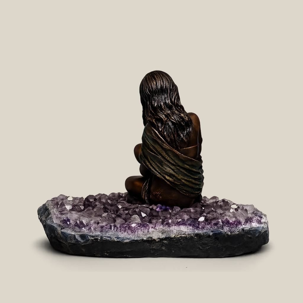 Mar Serenity Bronze Patina Sculpture on Amethyst Base