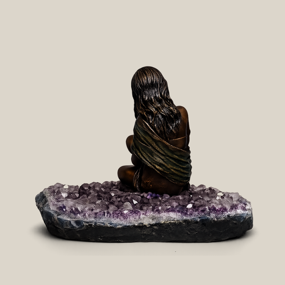 Mar Serenity Bronze Patina Sculpture on Amethyst Base