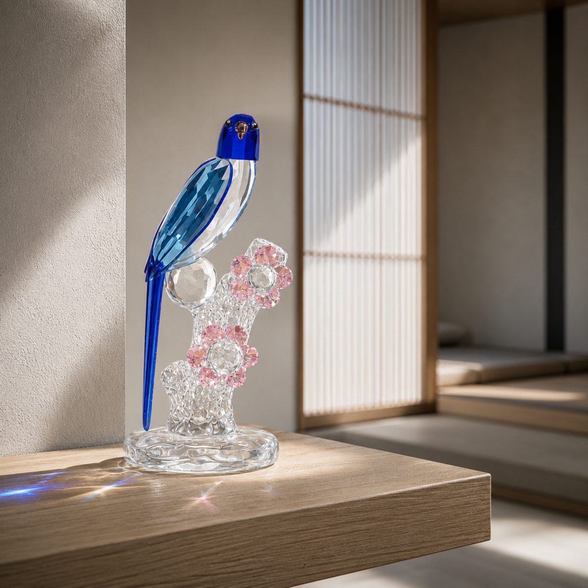 Royal Bird Crystal Sculpture (Blue)