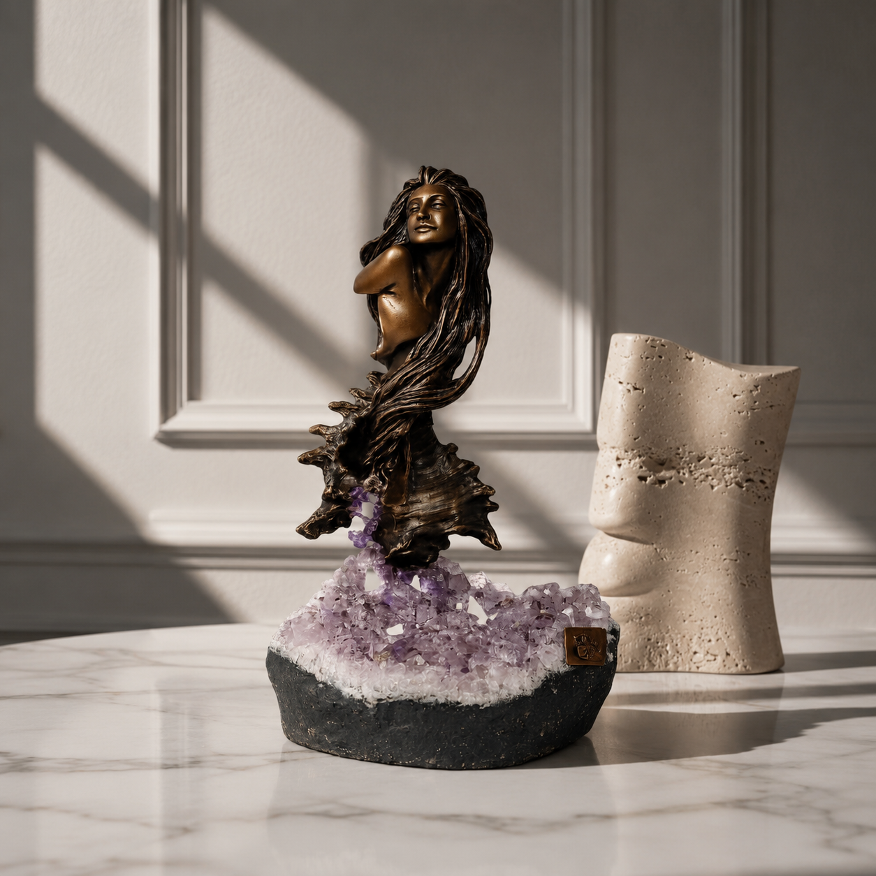 Isabel Grace Bronze & Amethyst Figurative Sculpture