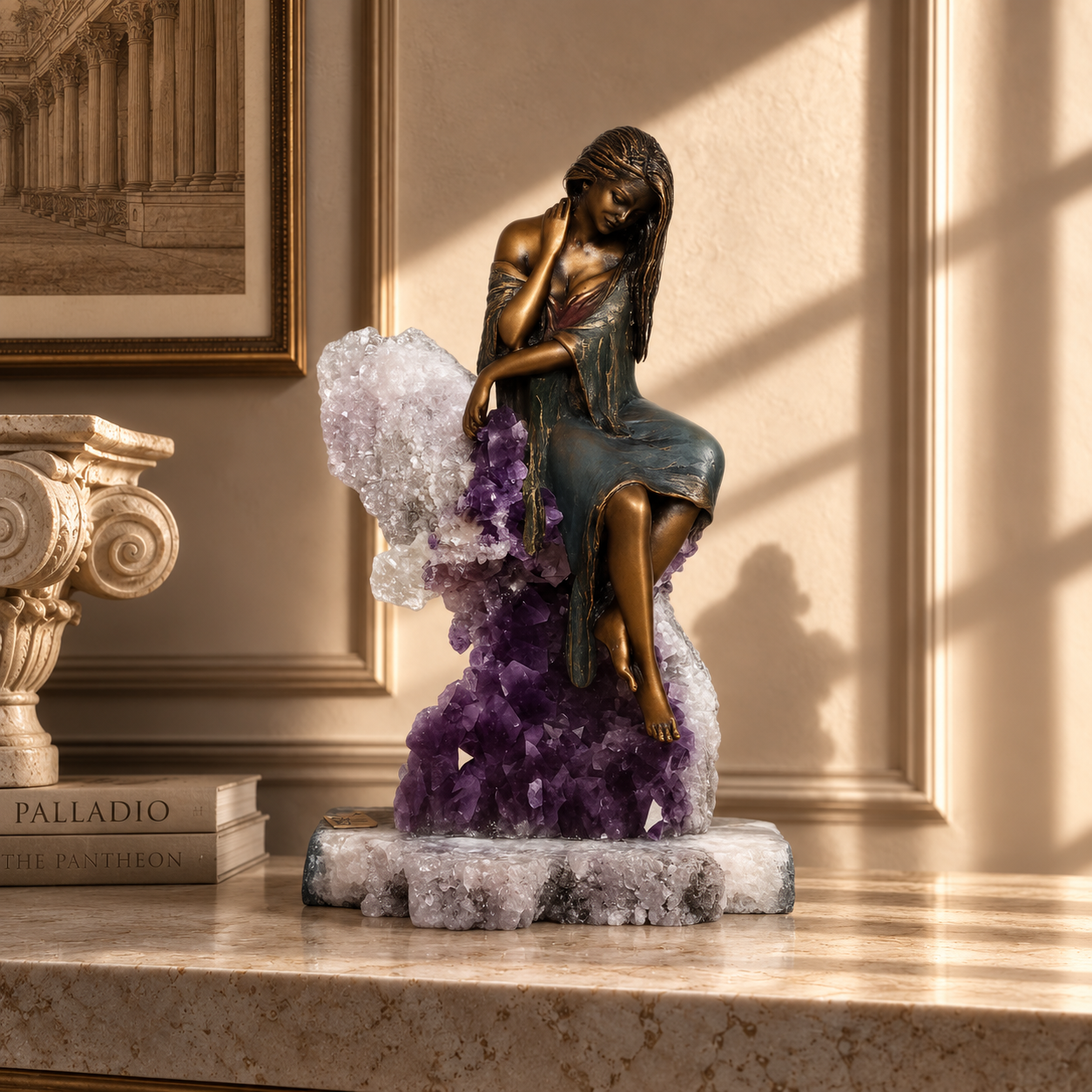 Evenfall Bronze Amethyst Sculpture