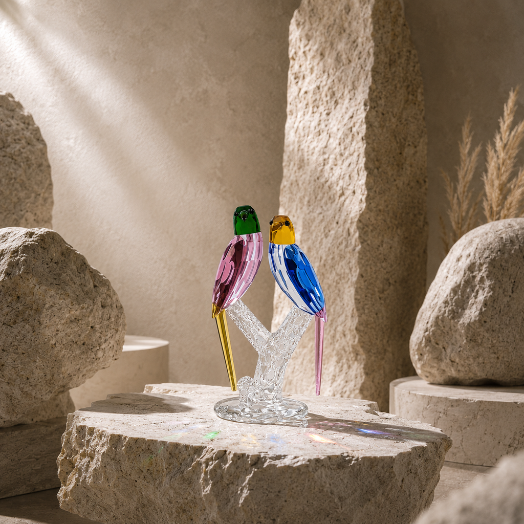 Birds of Grace Crystal Sculpture (Multicolour)