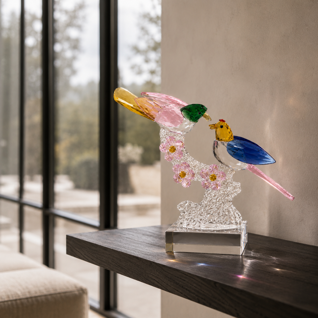 The Love Birds Crystal Sculpture
