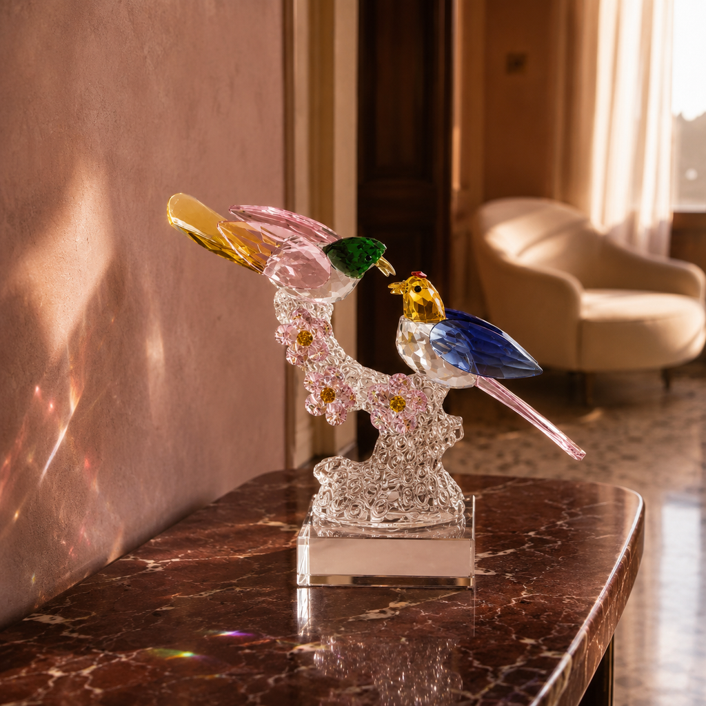 The Love Birds Crystal Sculpture
