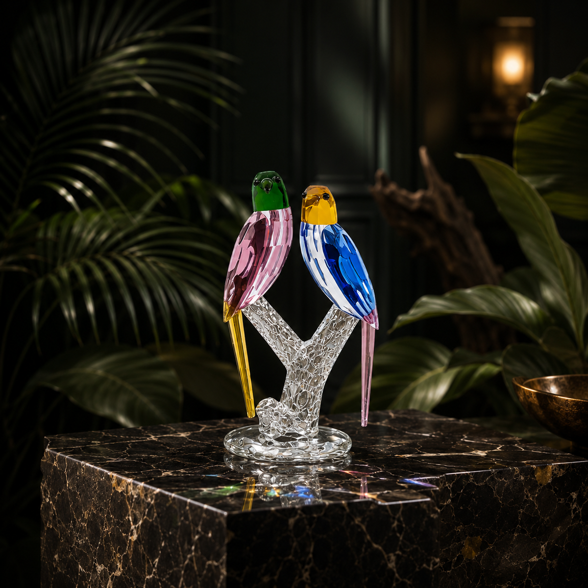 Birds of Grace Crystal Sculpture (Multicolour)