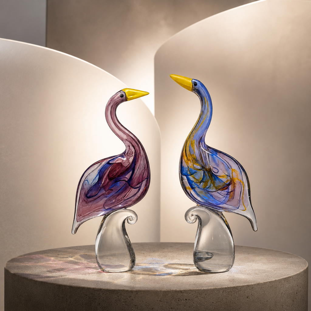 Painted Plumage Pair Statement Decor