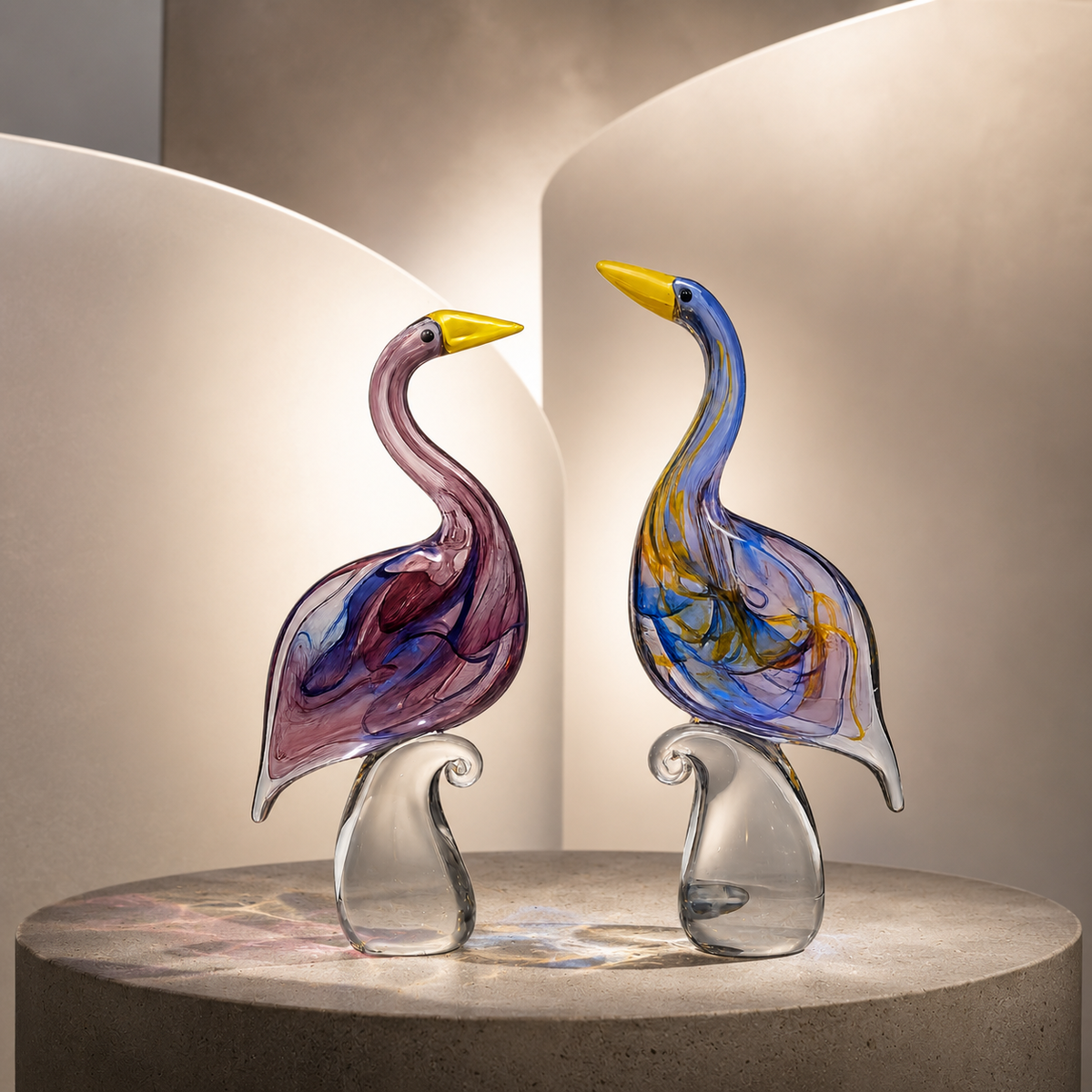 Painted Plumage Pair Statement Decor