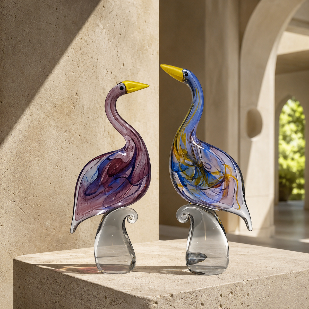 Painted Plumage Pair Statement Decor