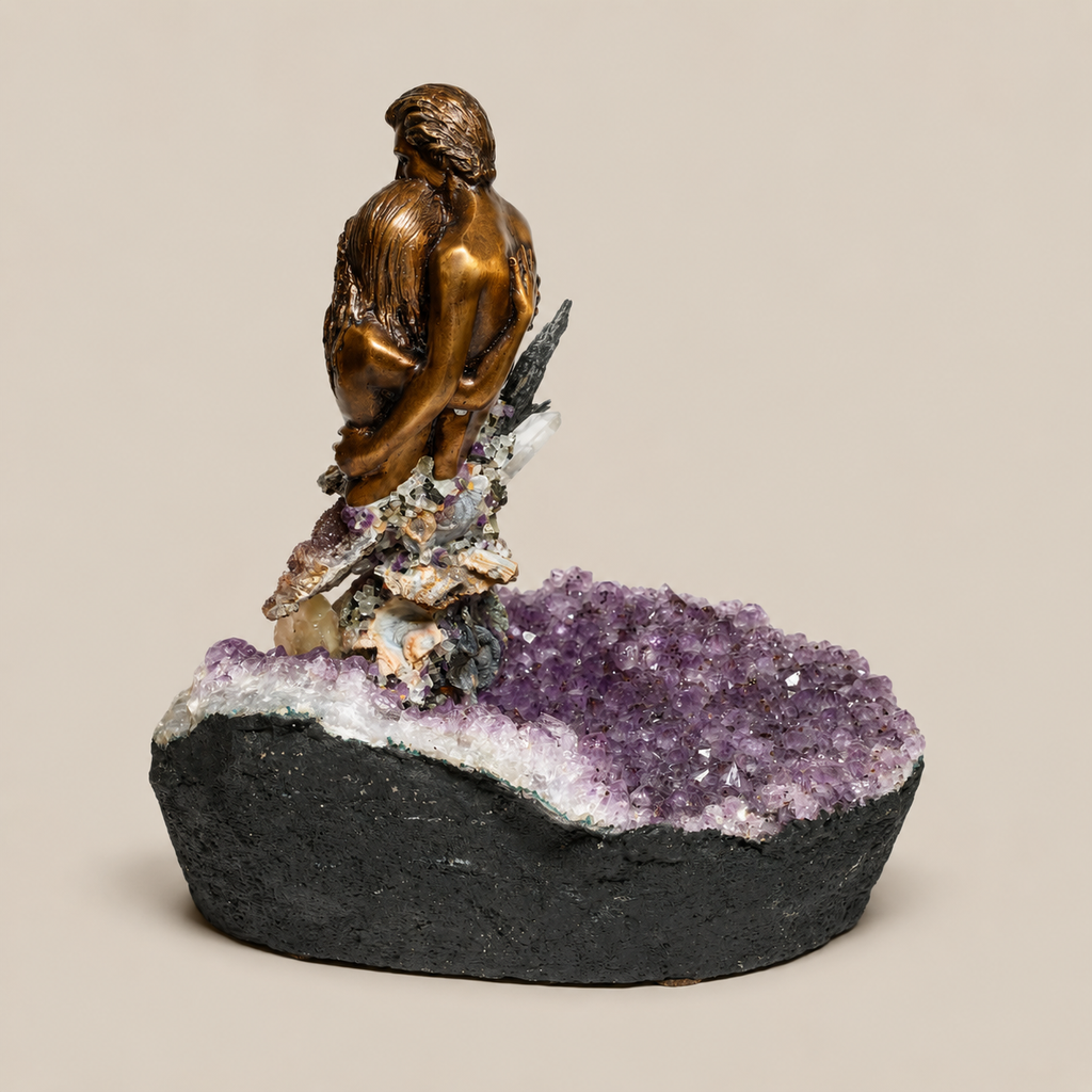 Busto Pareja Harmony Bronze & Amethyst Figurative Sculpture