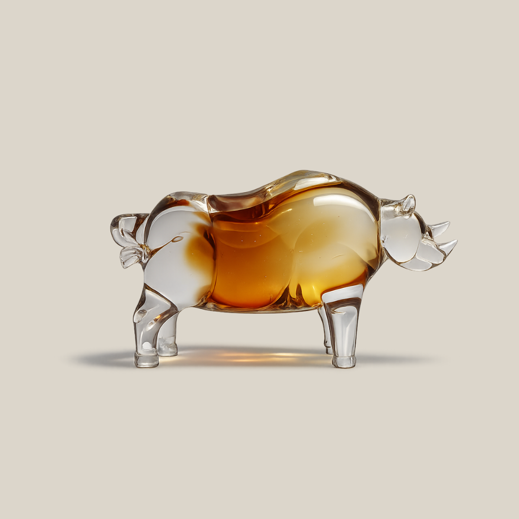 Amber Valor Rhino Glass Sculpture